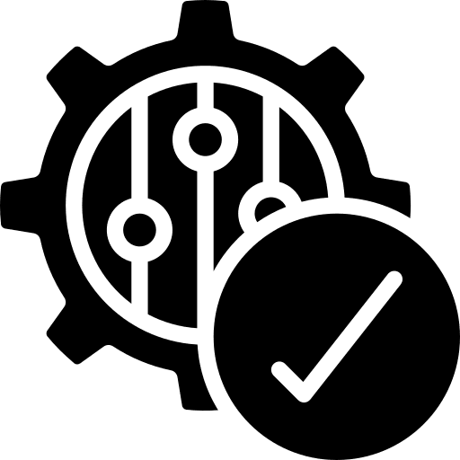 Gear construction and tools tick verified icon