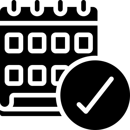 Calendar events tick verified icon