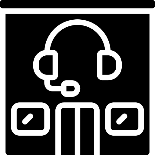 Call center architecture and city customer service building icon