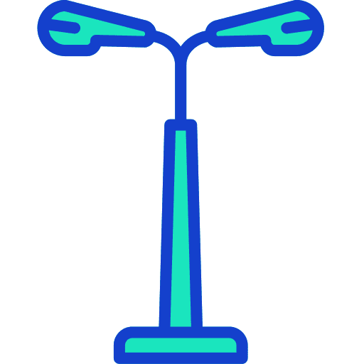 Street lights architecture and city light bulb technology icon