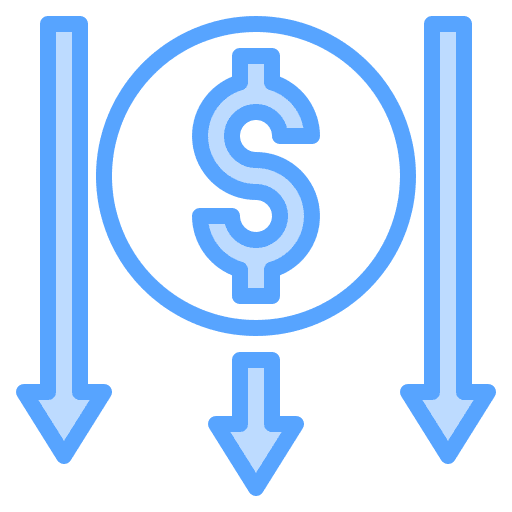 Arrow down down arrow money coin icon