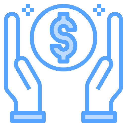 Money saving currency hands sponsorship icon