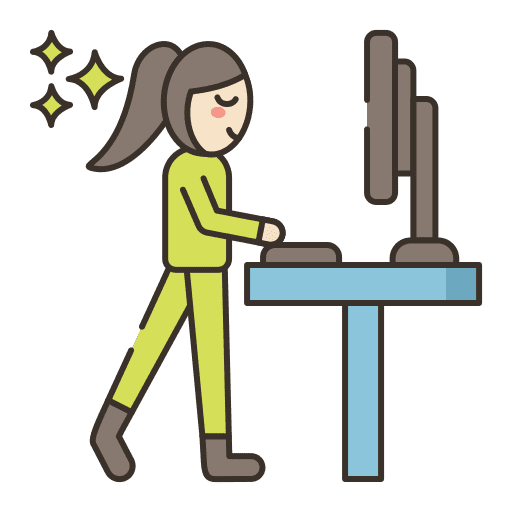 Standing ergonomic desk computer icon
