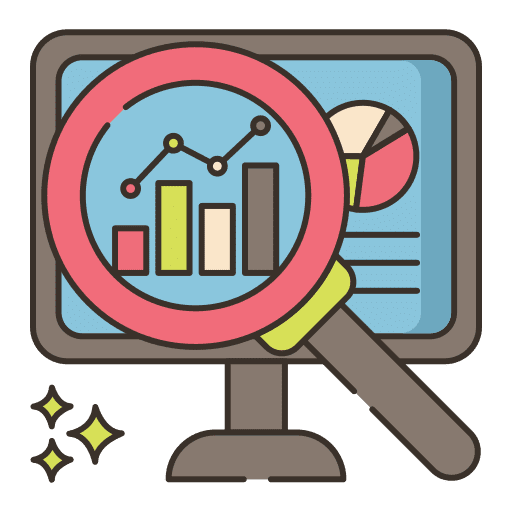 Analysis chart ui magnifying glass icon