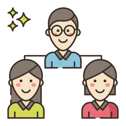 Organization diagram boss business and finance icon