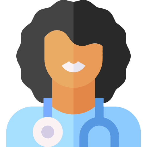 Woman user black hair doctor icon