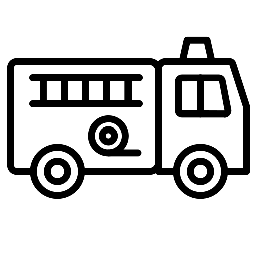 Fire truck ladder vehicle transportation icon
