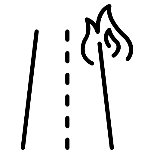 Road fire flame security icon