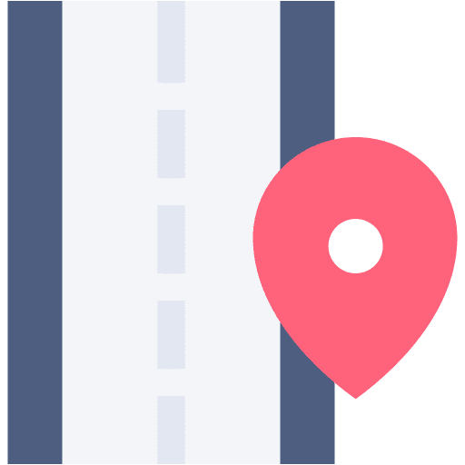 Road distance localization maps and location icon