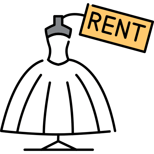 Dress business and finance bride rent icon Dress business and finance bride rent icon