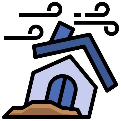 Wind typhoon danger architecture and city icon