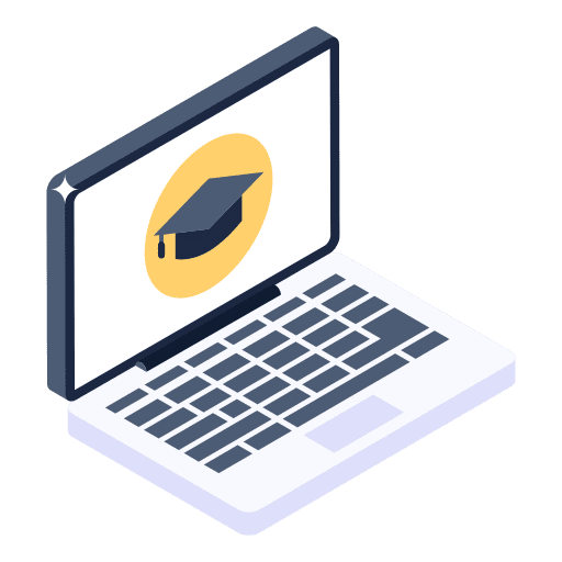 Online education mortarboard school laptop icon