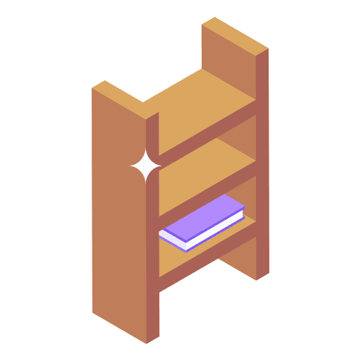 Bookshelf furniture and household bookcase shelf icon