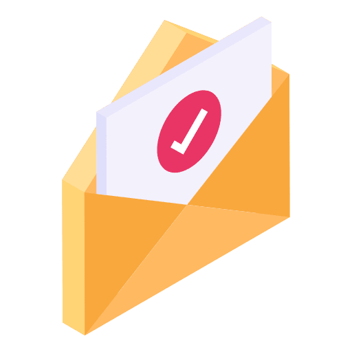 Correspondence message letter checkmark icon
