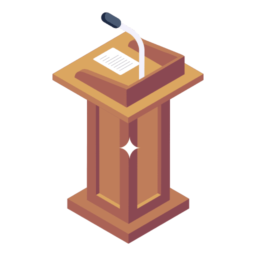 Podium mic education talk icon