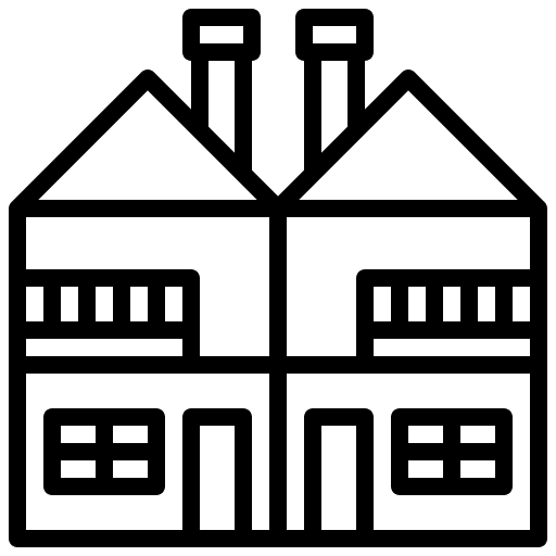 Twin building housing house icon