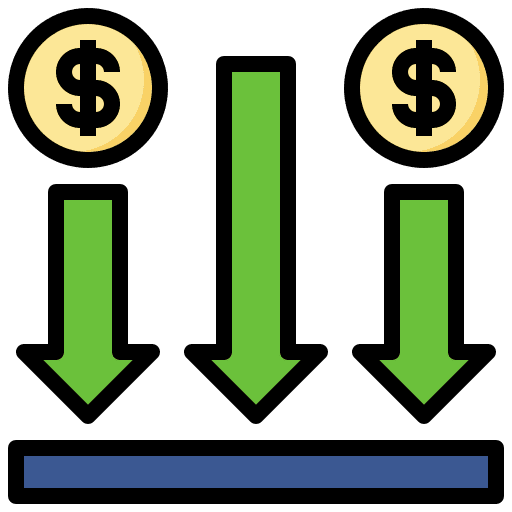 Arrow dollar coin recession icon