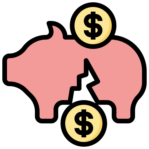Piggy bank business and finance cash broken icon