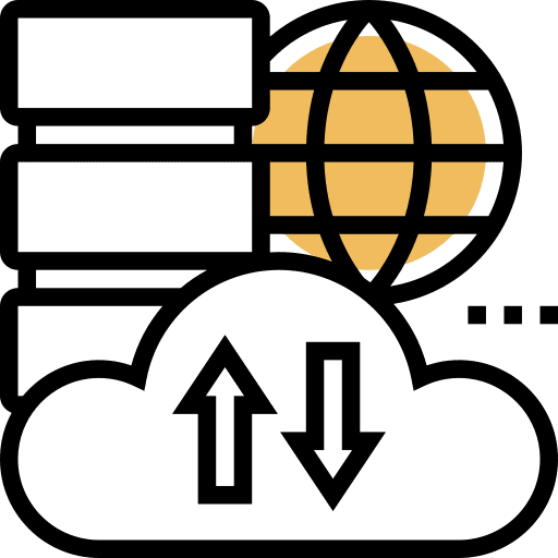 Big data seo and web data storage cloud data icon