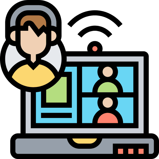 Video conference elearning class communications icon