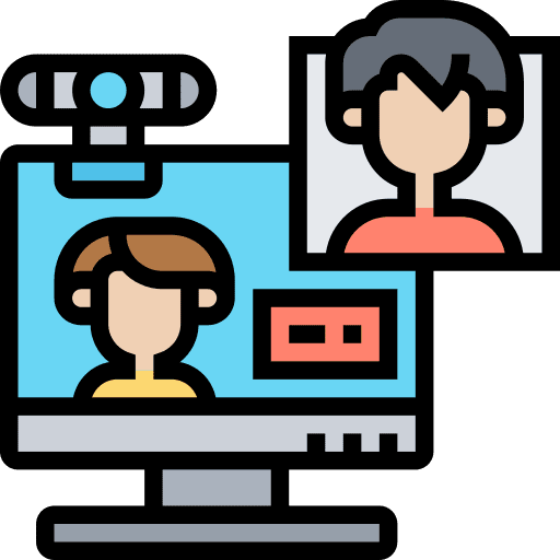 Webcam video distance education monitor icon