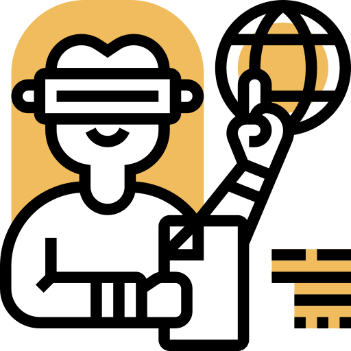 Interactive woman interactivity virtual reality icon Interactive woman interactivity virtual reality icon