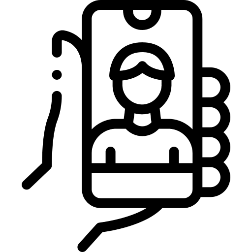 Selfie picture smartphone hand icon
