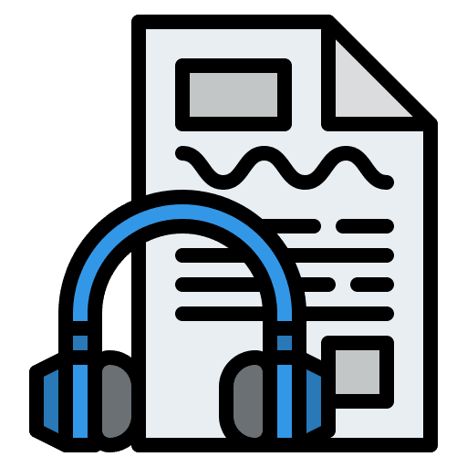 Transcription headphone text transcription icon Transcription headphone text transcription icon