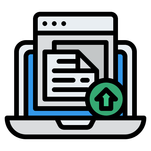 Uploading script communications content icon Uploading script communications content icon