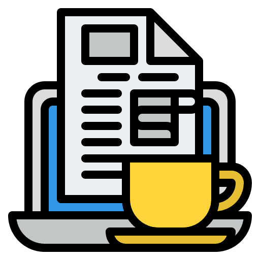 Working hours writing content creator coffee cup icon Working hours writing content creator coffee cup icon