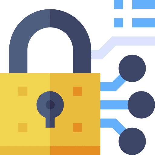 Padlock artificial intelligence protected technology icon