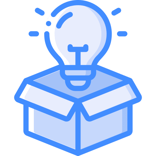 Box think lightbulb creative icon