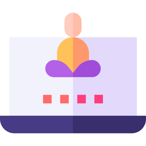 Laptop online class tutorial meditation icon