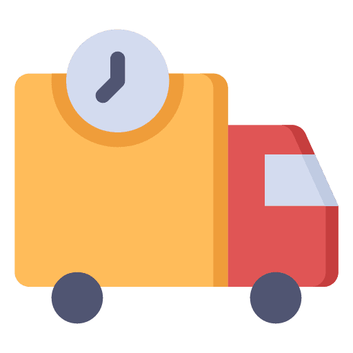 Fast delivery clock mover truck transport icon