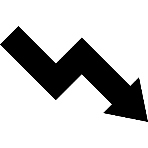 Decrease statistics business and finance down arrow icon