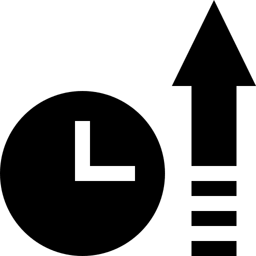 Increase statistics down arrow clock icon Increase statistics down arrow clock icon