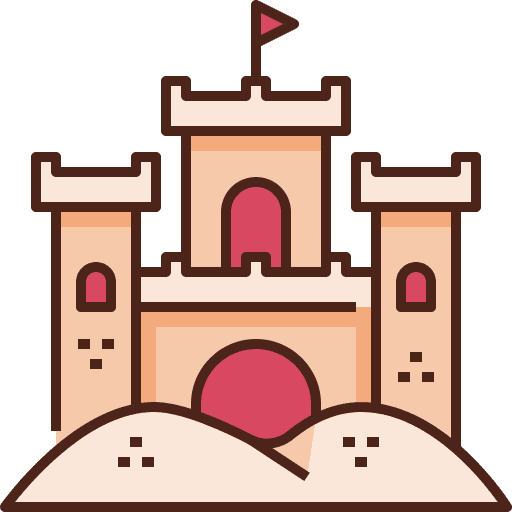 Sand castle kid and baby castle child icon Sand castle kid and baby castle child icon