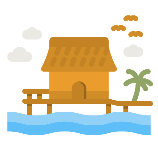 Hut hotel architecture and city beach hut icon