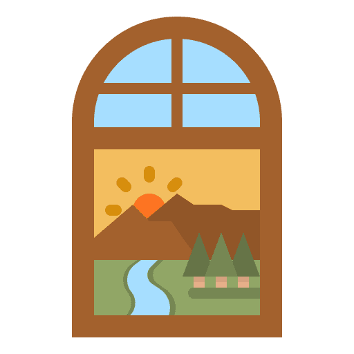 Mountain view nature window sun icon Mountain view nature window sun icon