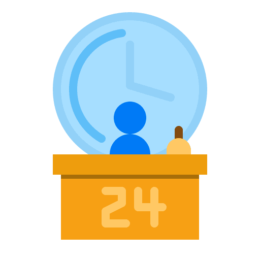 Reception client support reception time and date icon Reception client support reception time and date icon