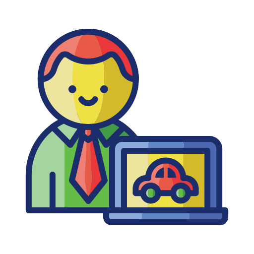 Retailer man car vehicles icon Retailer man car vehicles icon