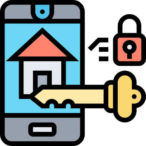 Mobile phone mobile phone house home security icon Mobile phone mobile phone house home security icon