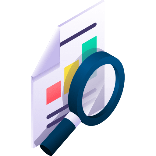 Research graphic magnifying glass file icon