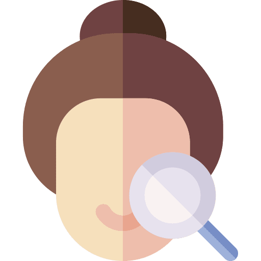 Skin woman dermatology loupe icon