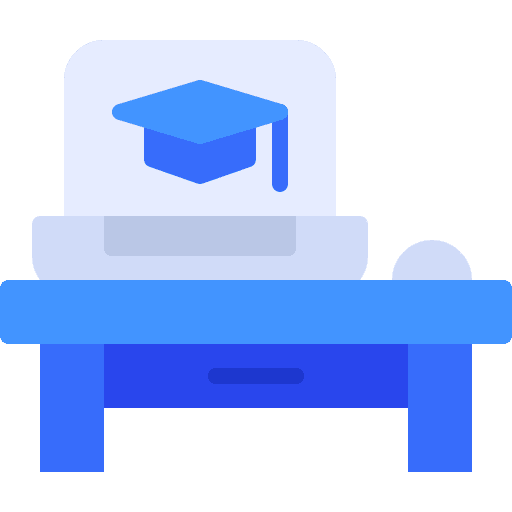Laptop online course desk graduation icon Laptop online course desk graduation icon