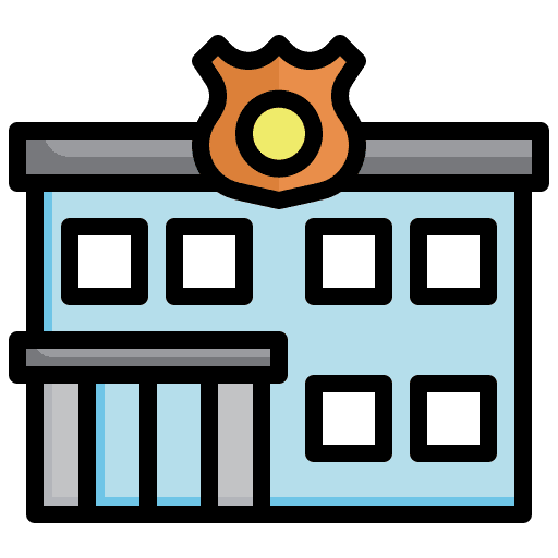 Police station architecture and city office sheriff icon Police station architecture and city office sheriff icon