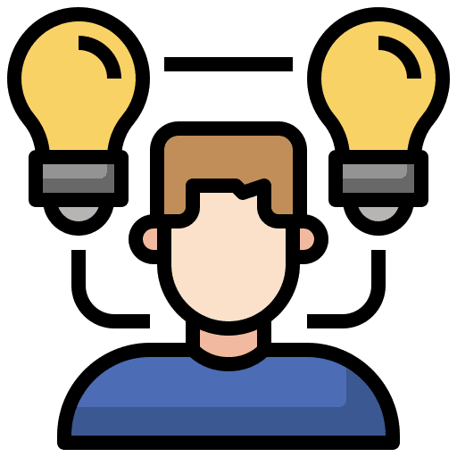 Innovation solutions idea man icon Innovation solutions idea man icon