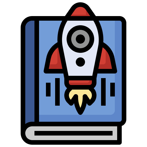 Rocket education notebook idea icon Rocket education notebook idea icon
