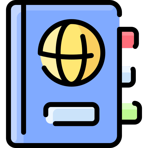 Passport document travel identity icon