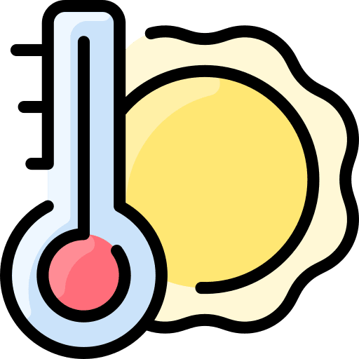 Temperature warm thermometer sun icon